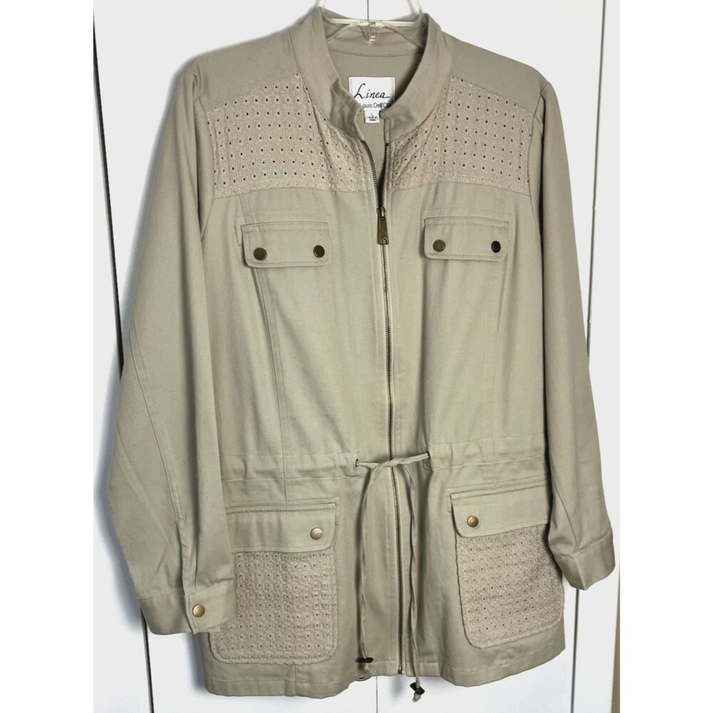 Linea by Louis Dell'Olio Womens Tan Cotton Spring Jacket Large - Picture 2 of 9